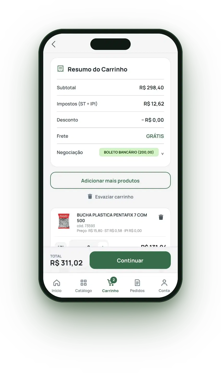 Tela do app: Tudo claro antes de fechar o pedido