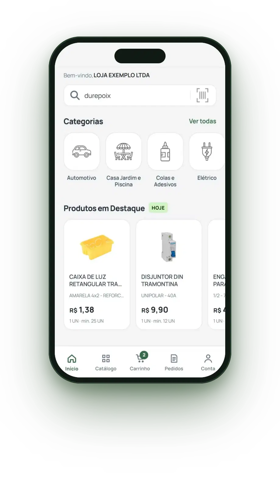 Tela do app: Encontre qualquer produto em segundos